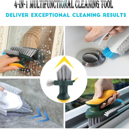 4-in-1 Grout Brush with Squeegee,Durable Bristles,Heavy-Duty Scrub Brushes for Cleaning Stiff Bristles Bathroom & Kitchen,Tile Floors Wall/Corner/Window (Green) Green