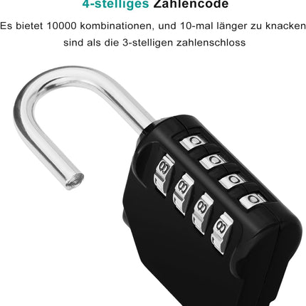 Petluno Padlock Numbers, 4-Digit Combination Lock, Weatherproof Lock for Outdoor Use (Black and Red) 2 Pieces, A-black&red 2P