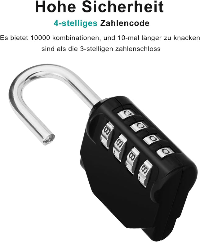 Petluno Padlock Numbers 4-Digit Combination Lock Weatherproof Lock for Outdoor Use (Black and Red) 2 – product detail