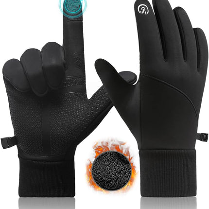 Petluno Winter Warm Gloves, Windproof Water-Resistant Thermal Gloves Anti-slip Touch Screen Cycling for Men Women Hiking Climbing Riding Bike Outdoor Sports Black M