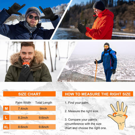 Petluno Winter Warm Gloves, Windproof Water-Resistant Thermal Gloves Anti-slip Touch Screen Cycling for Men Women Hiking Climbing Riding Bike Outdoor Sports Black M