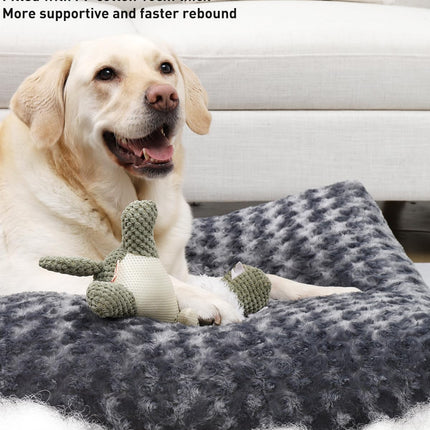 Petluno Large Dog Bed Washable, Calming Crate Mattress with Non Skid Bottom, Fluffy Anti Anxiety Beds, Pet Pillow Cushion, Dark Grey, 90x60x8cm Grey 90 x 60 8 cm (L W H)
