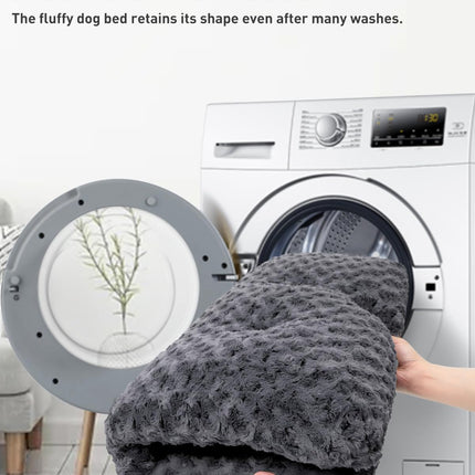 Petluno Large Dog Bed Washable, Calming Crate Mattress with Non Skid Bottom, Fluffy Anti Anxiety Beds, Pet Pillow Cushion, Dark Grey, 90x60x8cm Grey 90 x 60 8 cm (L W H)