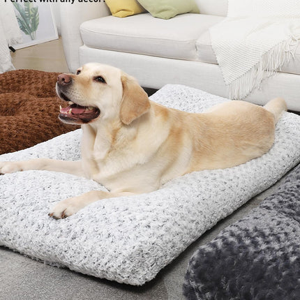 Petluno Large Dog Bed Washable, Calming Crate Mattress with Non Skid Bottom, Fluffy Anti Anxiety Beds, Pet Pillow Cushion, Dark Grey, 90x60x8cm Grey 90 x 60 8 cm (L W H)