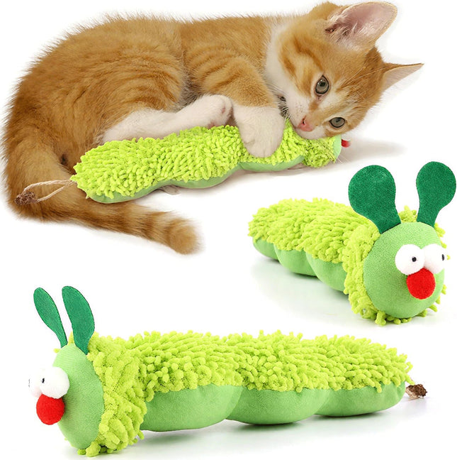 Petluno Cat Catnip Toy for Indoor Cats Chew Teeth Cleaning Bite-Resistant Plush Caterpillar Design Dental