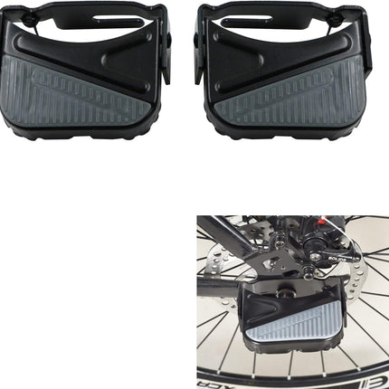Bike rear pedal folding pedal footrest - mountain bike trekking cycling bike accessories pedals resin universal pegs footrest axle extension foot pedal rear black 1 pair 9.1 x 9.4 cm