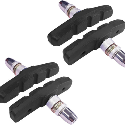 4 x bike brake blocks, 2 pairs, 60 mm, symmetric, V-brake, compatible with Shimano Tektro Avid Sram rims Cycle MTB City
