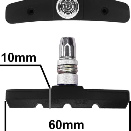4 x bike brake blocks, 2 pairs, 60 mm, symmetric, V-brake, compatible with Shimano Tektro Avid Sram rims Cycle MTB City