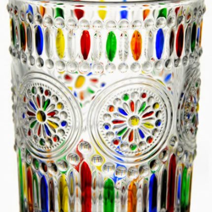 Petluno Hand Painted Stained Glass Whiskey Tumblers, Lead-Free Crystal Colorful Wine Glasses Old Fashioned for Drinking Bourbon, Scotch Whisky, Cocktails, Cognac - Father's Day Gift (Rainbow)