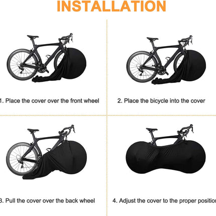 Bike Wheel Cover Indoor Dust-Proof and High Elasticity Bicycle Bag Black Large