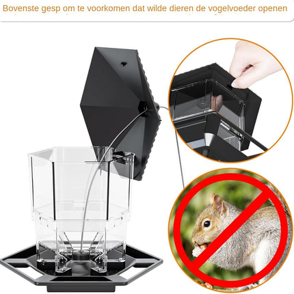 Bird Feeder Houses | Hanging and Refillable Feeding Station Squirrel-Proof Window Bird Feeder Including Landing Perch for Outdoor Garden Birds Wildlife Black