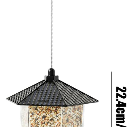 Bird Feeder Houses | Hanging and Refillable Feeding Station Squirrel-Proof Window Bird Feeder Including Landing Perch for Outdoor Garden Birds Wildlife Black