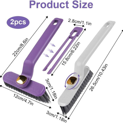 Petluno multifunctional rotating cleaning brush, 2 pieces of hole cleaning brushes, 360° hard bristle cleaning brush with cleaning clip for kitchen bathroom tiles door rails