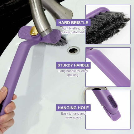 Petluno multifunctional rotating cleaning brush, 2 pieces of hole cleaning brushes, 360° hard bristle cleaning brush with cleaning clip for kitchen bathroom tiles door rails
