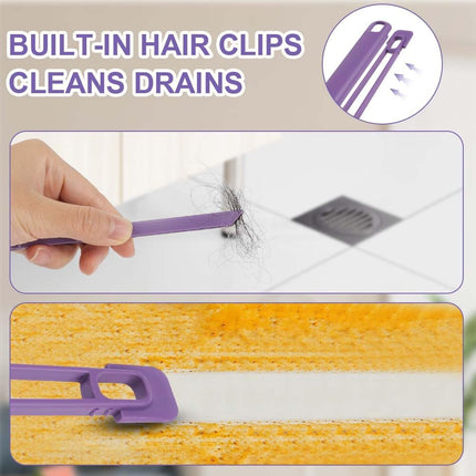 Petluno multifunctional rotating cleaning brush, 2 pieces of hole cleaning brushes, 360° hard bristle cleaning brush with cleaning clip for kitchen bathroom tiles door rails