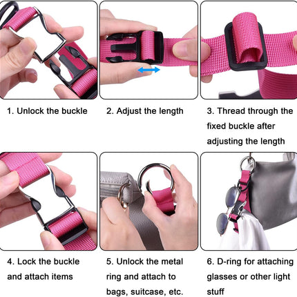 Petluno Luggage for adding a bag, adjustable suitcase strap, luggage connector, Pink, One_size pink