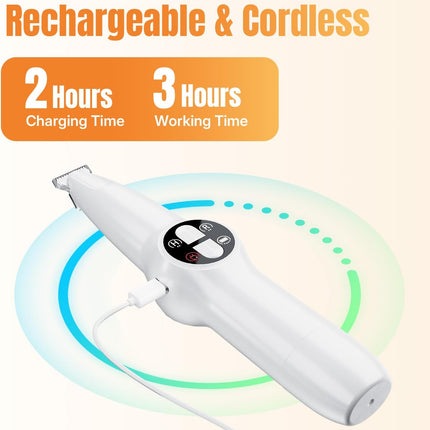 Petluno 2-in-1 Pet Grooming Trimmer with LED Light, Rechargeable Dog/Cat Hair Clipper, Grooming Tool, Electric Nail Grinder for Cats and Dogs, Pet Clipper Blades for Eyes, Ears