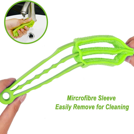 Petluno Blinds Cleaning Brush - 2 Pack Blind Cleaner, With Microfiber Cleaning Cloth, Feather Duster for Cleaning and Electric Fans (Pink + Green) Pink Green