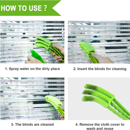Petluno Blinds Cleaning Brush - 2 Pack Blind Cleaner, With Microfiber Cleaning Cloth, Feather Duster for Cleaning and Electric Fans (Pink + Green) Pink Green