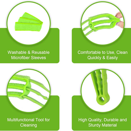 Petluno Blinds Cleaning Brush - 2 Pack Blind Cleaner, With Microfiber Cleaning Cloth, Feather Duster for Cleaning and Electric Fans (Pink + Green) Pink Green