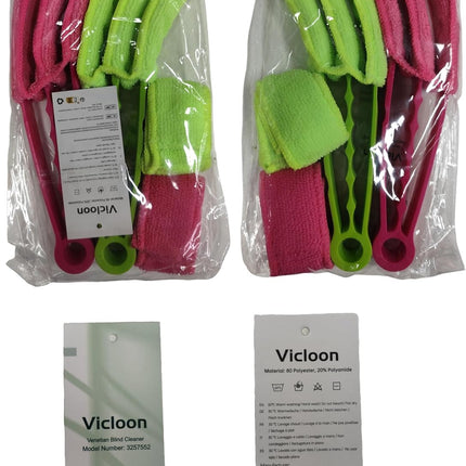 Petluno Blinds Cleaning Brush - 2 Pack Blind Cleaner, With Microfiber Cleaning Cloth, Feather Duster for Cleaning and Electric Fans (Pink + Green) Pink Green