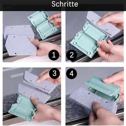 Cleaning brush with slot, 3 cleaning brushes and 6 replacement pads, kitchen cleaning set, for cleaning all corners windows doors, grey, green, cream-coloured