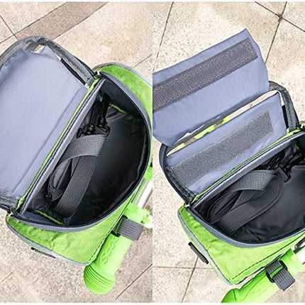 Waterproof Bicycle Handlebar Bag with Transparent Pouch and Adjustable Strap High-Capacity Cycling Front Pack #1 Green