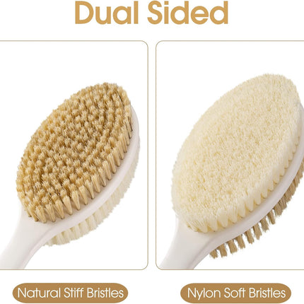 Back Scrubber Anti Slip for Shower,Shower Brush Long Handle with Stiff and Soft Bristles,Body Exfoliator for Bath or Dry Brush(Blue)