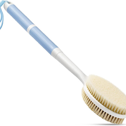 Back Scrubber Anti Slip for Shower with Detachable Brush Head,19" Shower Brush with Soft and Stiff Bristles,Long Handle Exfoliating Body Scrubber for Bath or Dry Brush.