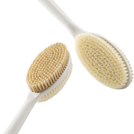 Hand Held for Dry Brushing, Dry Brush for Lymphatic Drainage, Exfoliating Skin Brush with Soft and Stiff Bristles, 2-Pack Replacement Head for 19" Back Scrubber(Handle not Included).