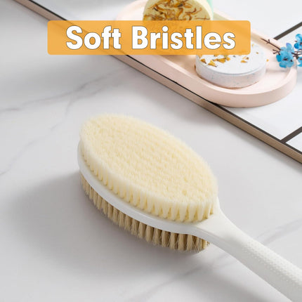 Hand Held for Dry Brushing, Dry Brush for Lymphatic Drainage, Exfoliating Skin Brush with Soft and Stiff Bristles, 2-Pack Replacement Head for 19" Back Scrubber(Handle not Included).