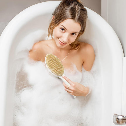 Hand Held for Dry Brushing, Dry Brush for Lymphatic Drainage, Exfoliating Skin Brush with Soft and Stiff Bristles, 2-Pack Replacement Head for 19" Back Scrubber(Handle not Included).