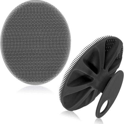 Soft Silicone Body Cleansing Brush Shower Scrubber, Gentle Exfoliating and Massage for All Kinds of Skin (Gray+Black)