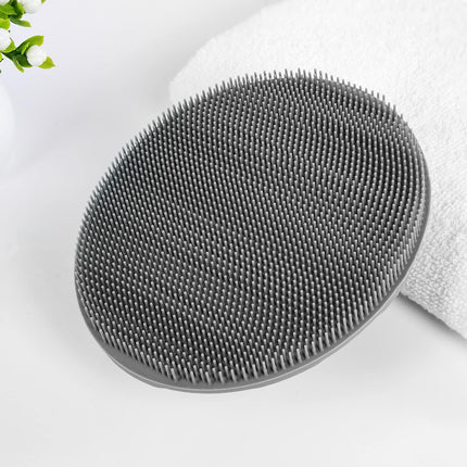 Soft Silicone Body Cleansing Brush Shower Scrubber, Gentle Exfoliating and Massage for All Kinds of Skin (Gray+Black)