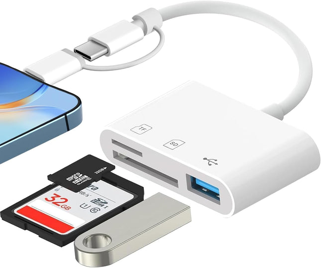3 in 1 SD Card Reader for iPhone iPad Camera Memory Card Reader with SD V1259-DP01-A-1858