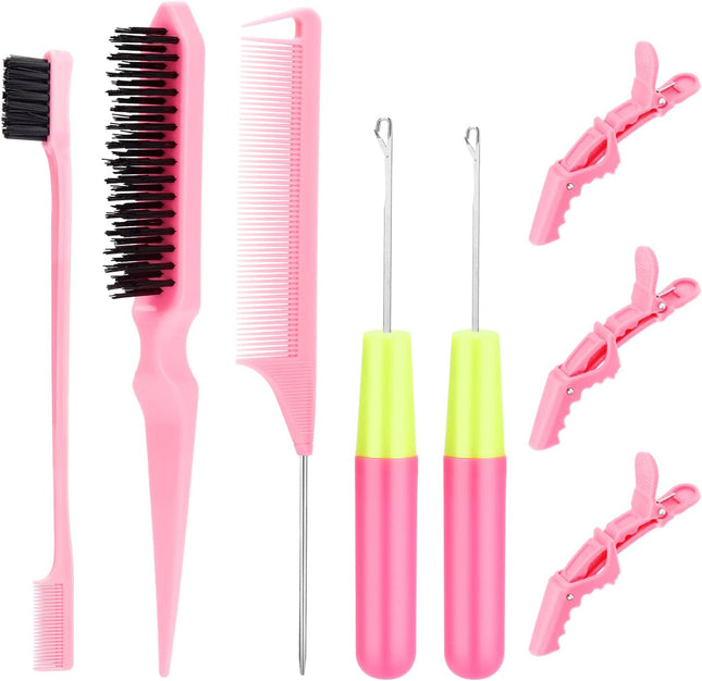Crochet Hooks for Hair with 2pcs Crochet Needle 1pcs Edge Brush 1pcs Bristle Hair Brush V1259-DP01-A-1877