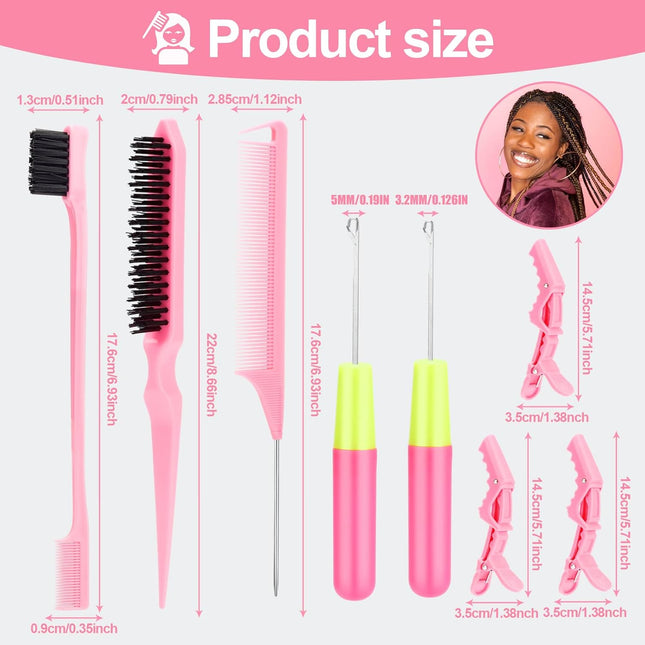 Crochet Hooks for Hair with 2pcs Crochet Needle 1pcs Edge Brush 1pcs Bristle Hair Brush – product detail