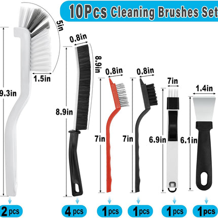 10Pcs Cleaning Brushes Set, Hard Bristle Crevice Cleaning Brush, Multifunctional Gap Cleaning Brush, Small Corner & Windows Brush, Cleaning Supplies for Groove Window Tracks Bathroom Kitchen