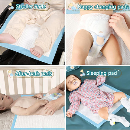 100 Pack Disposable Changing Pads, Portable Diaper Change Pad for Baby, Super Absorbent Leak-Proof Incontinence Bed Table Pee Mat for Travel and Home