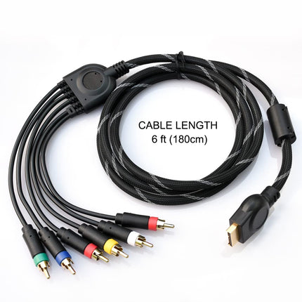 Component Audio Video Cable for PS2 / PS3 / PS3 Slim, HD Multi Out Composite RCA Audio Video Cable for PS3 (6 Feet)