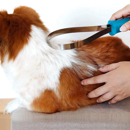 Dual-Sided Grooming Blade for Dogs - Shedding Brush with Stainless Steel Blades for Short and Long Hair Coats