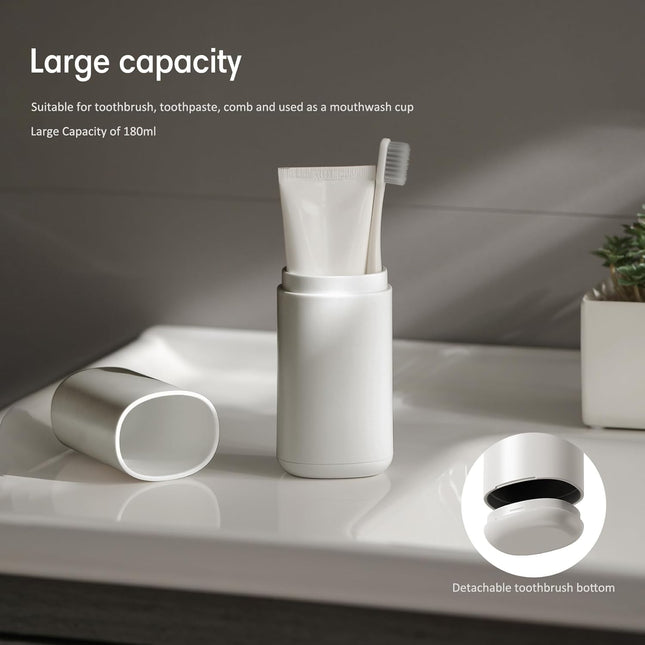 Travel Toothbrush Case Portable Tooth Brush Holder and Toothpaste Cover Container with Mouthwash Cup – product detail