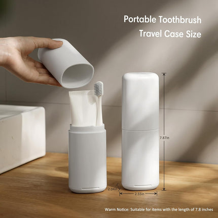 Travel Toothbrush Case, Portable Tooth Brush Holder and Toothpaste Cover Container with Mouthwash Cup, Compact Oral Clean Tools Organizer for Traveling/Camping/School/Home (Grey)