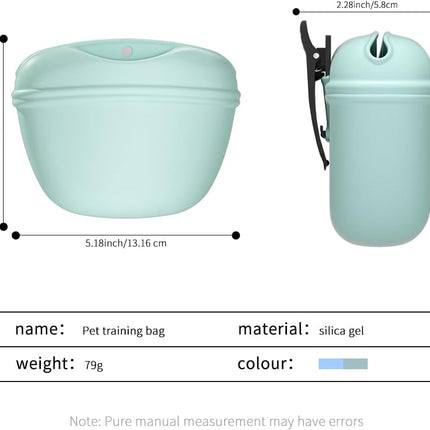 2 Pcs Silicone Dog Treat Pouch,Portable Dog Training Pouch for Treats with Magnetic Closure and Clip,Snacks and Treats to Take Along With Your Dog When Walking(Sky Blue + Light Green)