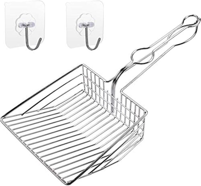 Metal Cat Litter Scoop Fast and Clean Clumping Kitty Litter Scooper with Holder Flat Ledging