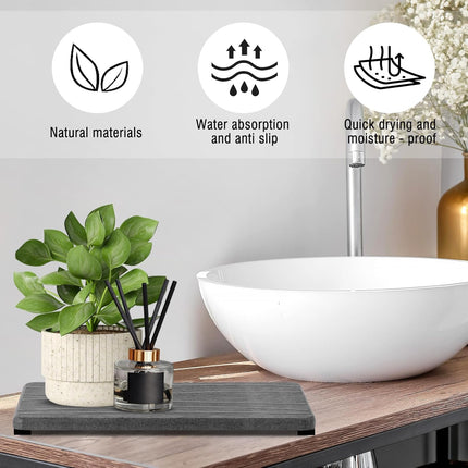 3PCS Water Absorbing Stone Tray, Fast Drying Stone Sink Tray, Stones Soap Trays, Water Absorbent Diatomite Trays, Diatomite Coasters for Kitchen Sink Bathroom Counter, Hand Soap Dish & Holders