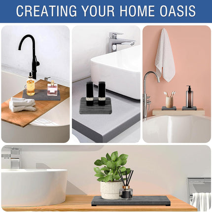 3PCS Water Absorbing Stone Tray, Fast Drying Stone Sink Tray, Stones Soap Trays, Water Absorbent Diatomite Trays, Diatomite Coasters for Kitchen Sink Bathroom Counter, Hand Soap Dish & Holders