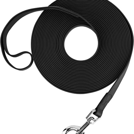 Waterproof Long Leash Durable Dog Recall Training Lead Great for Outdoor Hiking, Training, Yard, Beach and Swimming (Black, 30ft)