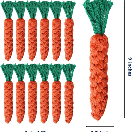 12 PCS Carrot Dog Rope Toys for Dogs, Durable Chew Toys for Aggressive Chewers, Entertainment & Interaction, Teeth Cleaning and Chewing, All-Cotton