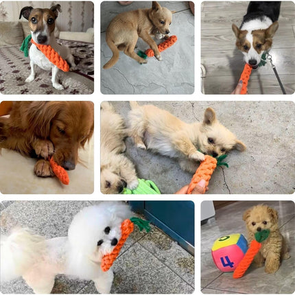 12 PCS Carrot Dog Rope Toys for Dogs, Durable Chew Toys for Aggressive Chewers, Entertainment & Interaction, Teeth Cleaning and Chewing, All-Cotton